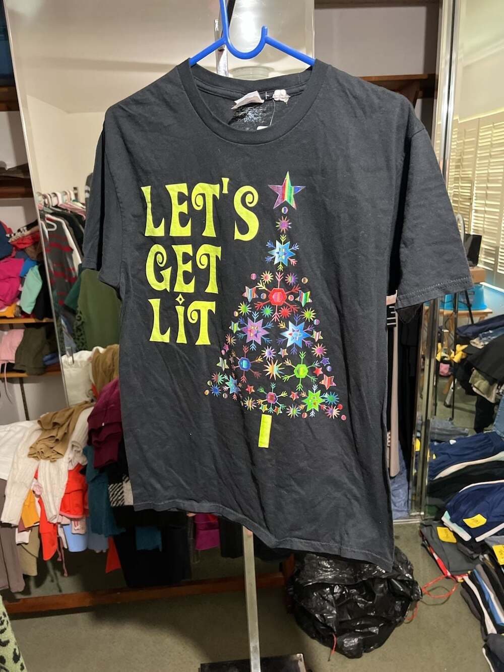 Port & Company Let's Get Lit Christmas Tree Graphic T-Shirt